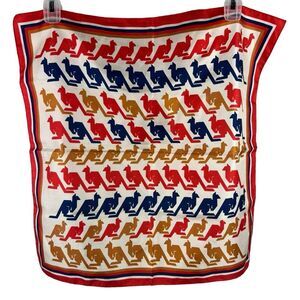 Colorful Kangaroo Scarf Square 20”x20” Unique Whimsical